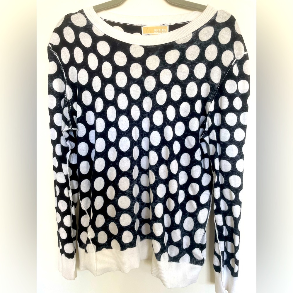 Michael Kors navy and white long sleeved blouse, size L